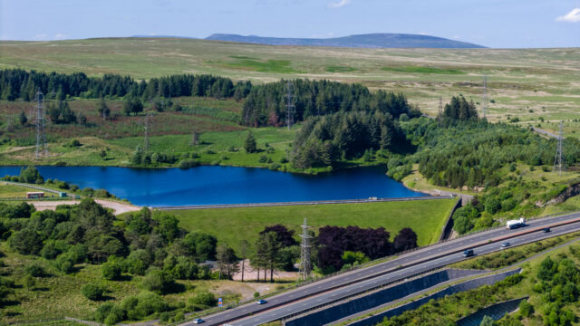 A birds eye view of a road bypass in a rural landscape